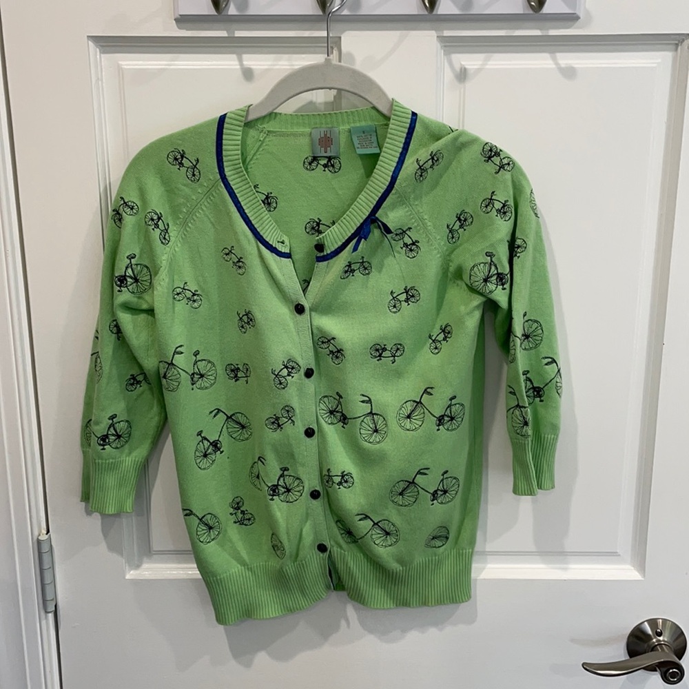 Anthropologie HWR Embroidered Bicycle Cardigan